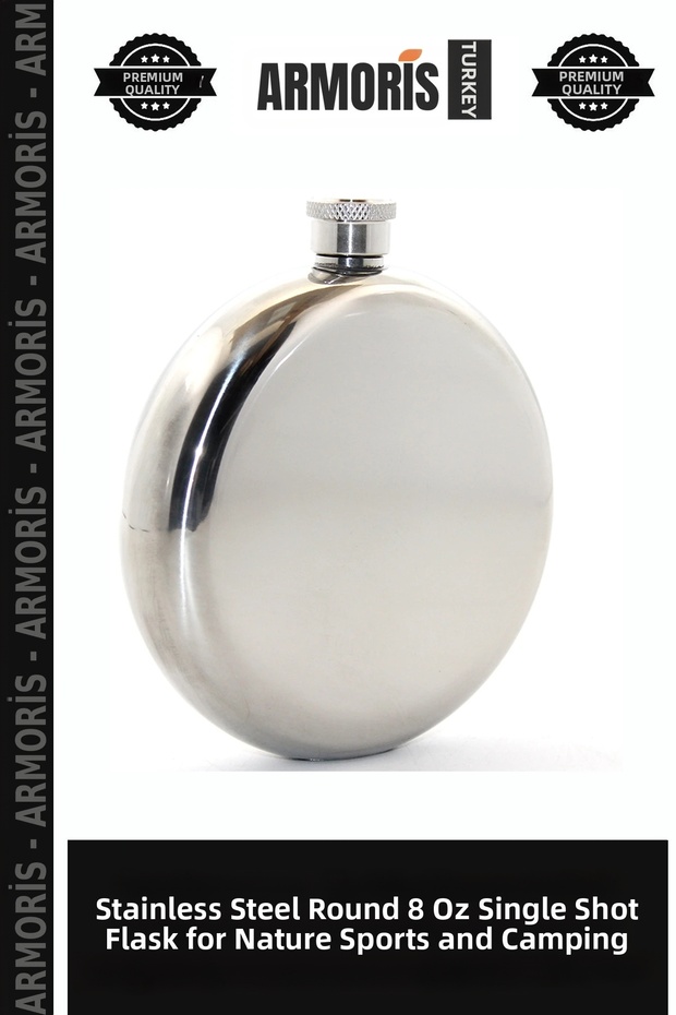 Stainless Steel Round 8 oz Single Flask Beverage Container Outdoor Sports Camping Supply