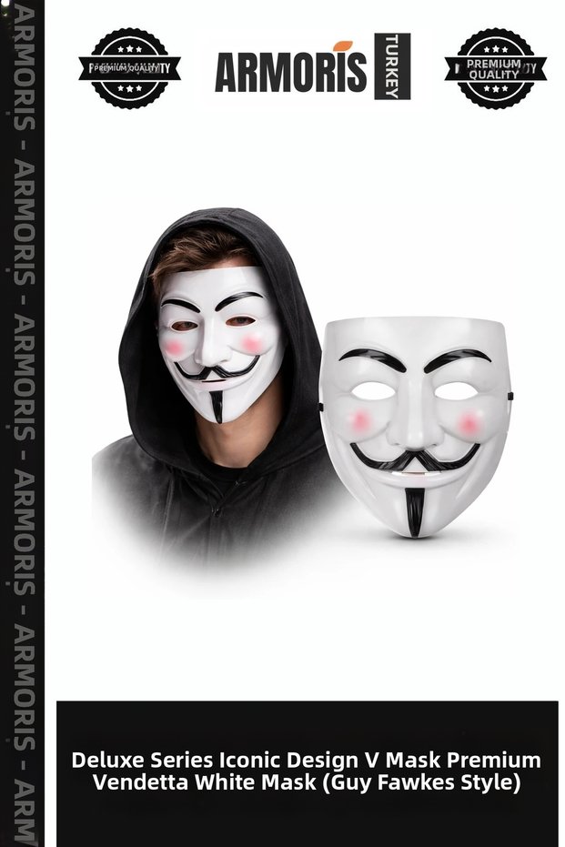 Delux Series Celebration Item Iconic Design V Mask Premium Vendetta White Mask (Guy Fawkes Style)