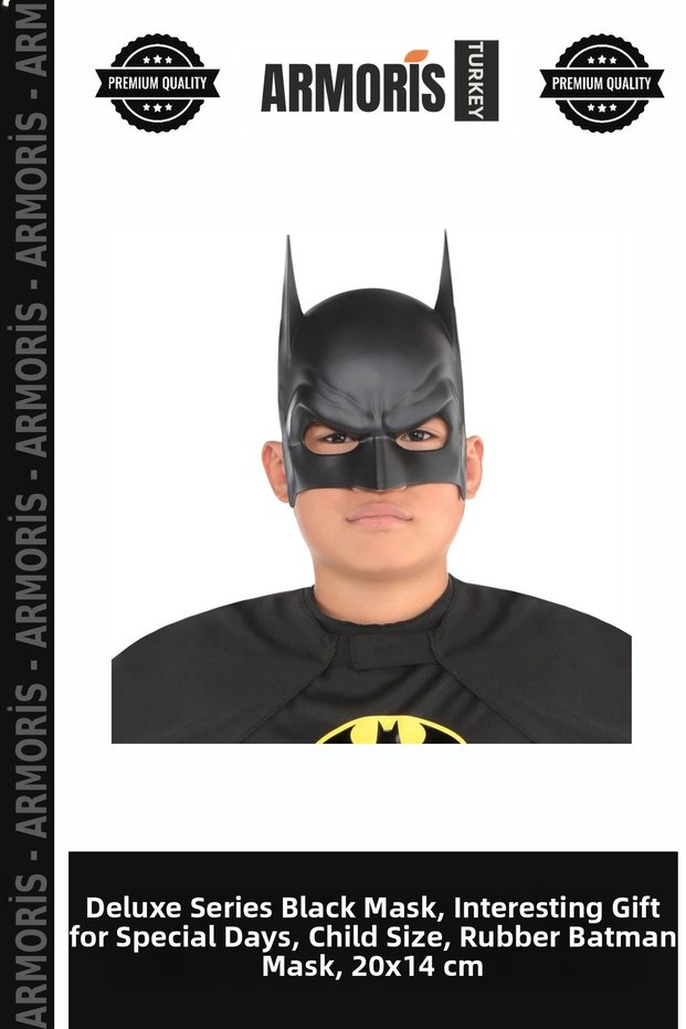 Delux Series Black Mask Interesting Gift Special Day Children's Size Batman Mask with Elastic Back 20X14 cm