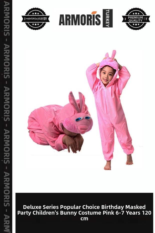 Delux Series Popular Choice Birthday Masquerade Children's Bunny Costume Pink Color 6-7 Years 120 cm