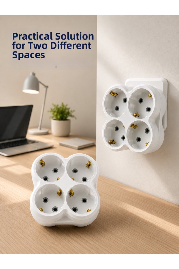 Single Socket 4-Way Socket Adapter, Directly Plugged into the Socket, Multi-Plug Adapter, 2 Piece Set -