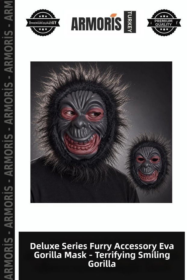 Delux Series Feathered Accessory Eva Gorilla Mask – Spooky Smiling Gorilla