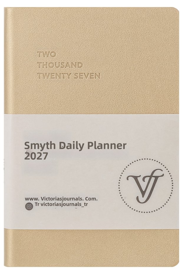 Smyth-2027 Daily Agenda 9X14 Cm. Flexible Cover.Silver Gilded Edge-Gold