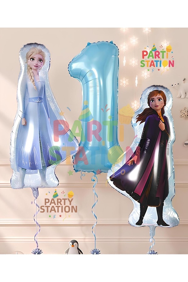 Frozen Concept Elsa&Anna 1 Year Old Balloon Set 3 Piece Large Size Frozen Balloon Set Frozen Theme Elsa Balloon Anna Balloon