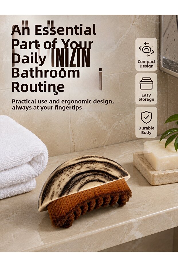 Massage Brush Body Cleansing Brush Wooden Patterned Soft Bristled Bath Brush -