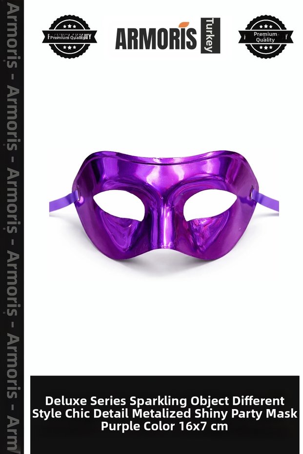 Delux Series Glittering Object Different Style Stylish Detail Metalized Shiny Party Mask Purple Color 16X7 cm