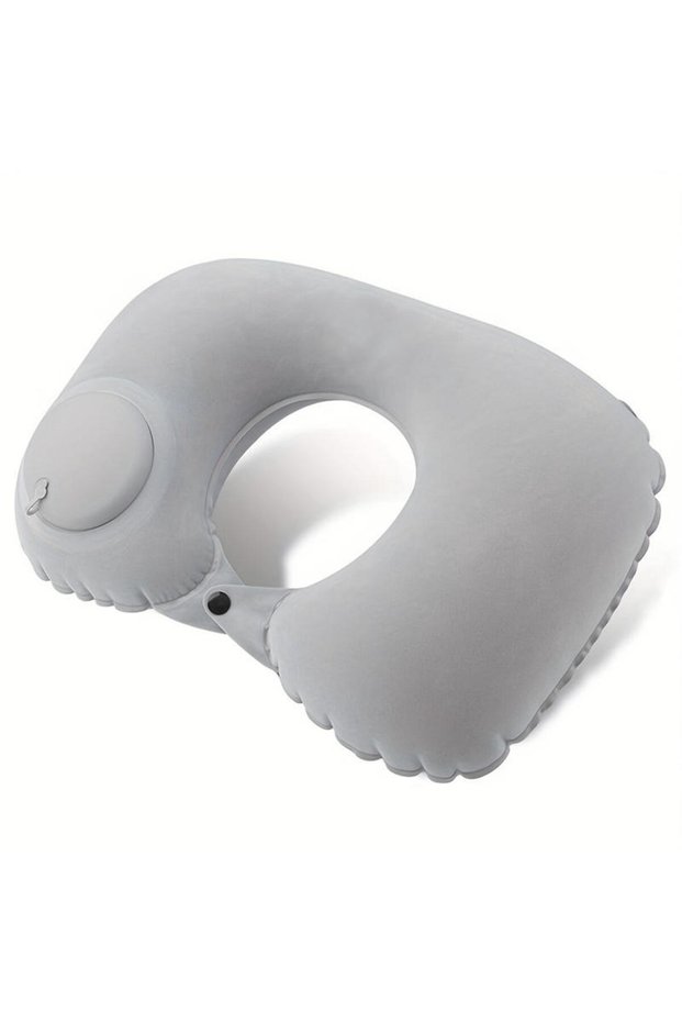 Grey Inflatable Portable Neck Pillow U-shaped Pillow That Can Be Stored And Self Filled Suitable For