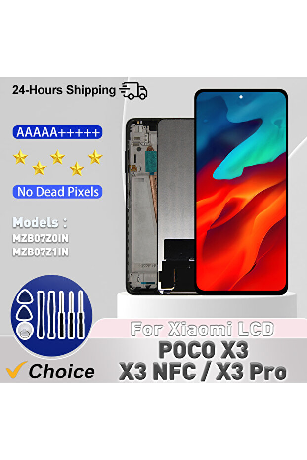 Blue With Frame 6.67" IPS LCD For Xiaomi Poco X3 NFC Display M2007J20CG Touch Screen Digitizer For P