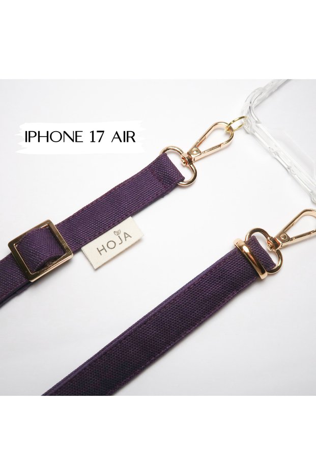 iPhone 17 Air Compatible Purple Canvas Phone Strap Phone Case with Strap