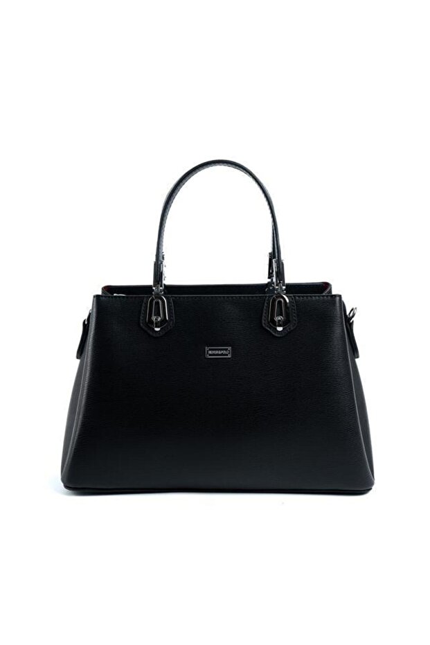 Black - Black Plain Women's Handbag Sp1253