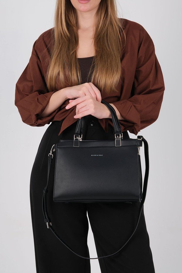 Silver & polo sp1237 women's handbag black