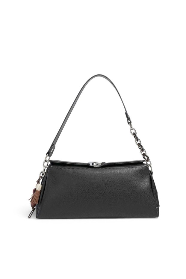 Black - Black Plain Women's Shoulder Bag Sp1294