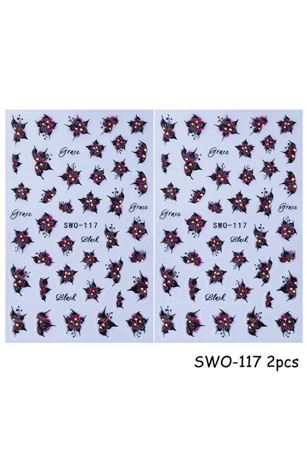 SWO-117 2pcs 2pcs Hibiscus Flower Nail Art Sticker 3D Floral Textured Decal Y2K Gradient Petal DIY R