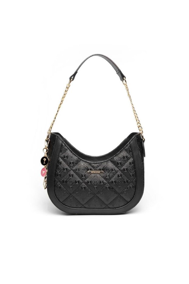 Black - Women's Shoulder Bag with Black Logo Sp1168