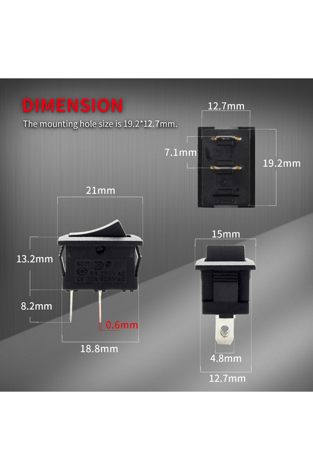Mini rocker switch 10PCS ON Off Mini Rocker Switch 12V 20A T85 2 Pin SPST Small ON Off 120V 10A Rock