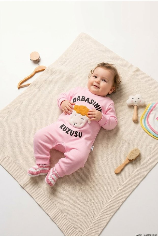 Baby Girl Jumpsuit with Dad's Lamb Written on It
