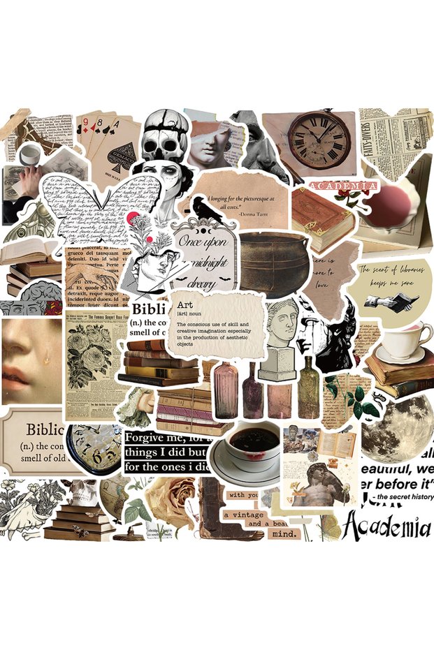 50PCS 50PCS Dark Academia Stickers Nostalgia Gift Cafe DIY Laptop Phone Luggage Guitar Bottle Art Pi