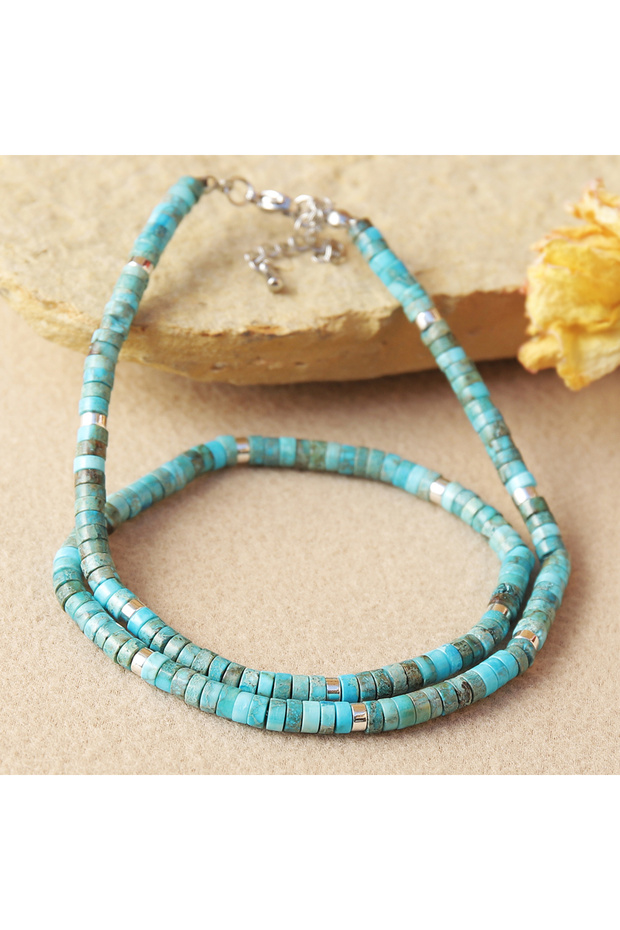 Blue 45cm 1pcs The best-selling natural stone turquoise spacer beaded necklace is suitable for daily
