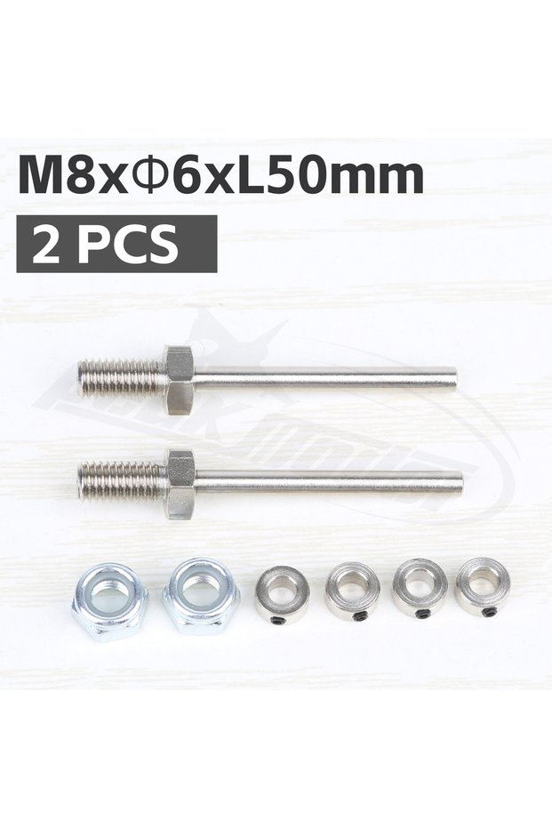M8xO6xL50mm 2pcs 2 Pair Wheel Axles Steel Shaft with Stop Nuts Dia 3/4/5MM Landing Gear Assembly M5/