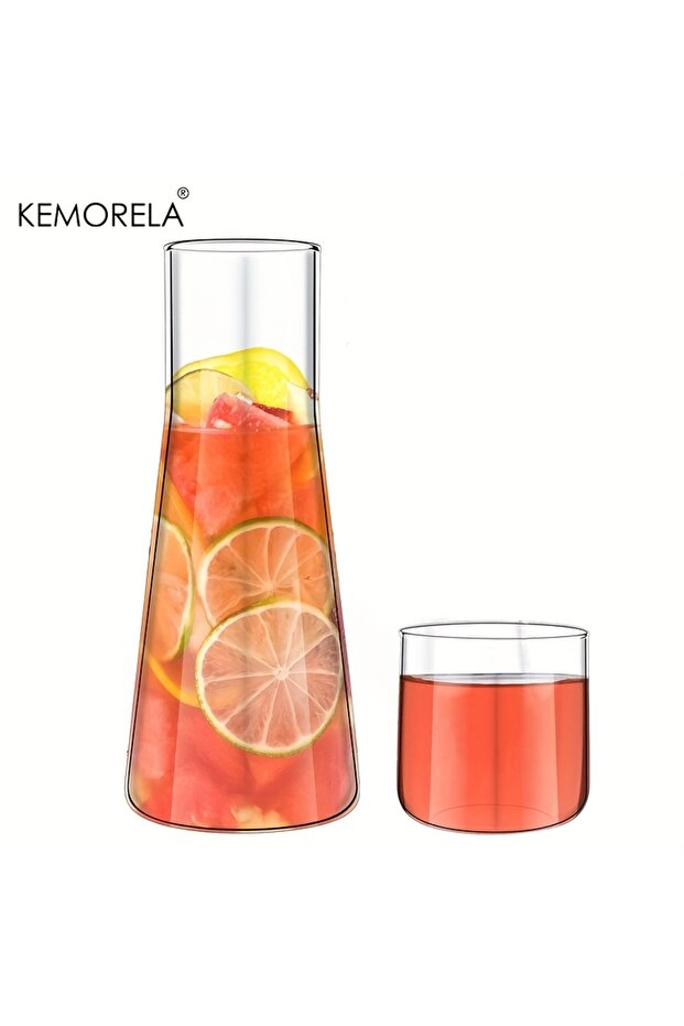 800ML 1PCS 1/2PCS 30oz Clear High Borosilicate Glass Bedside Water Carafe Set with Tumbler - Hot Col