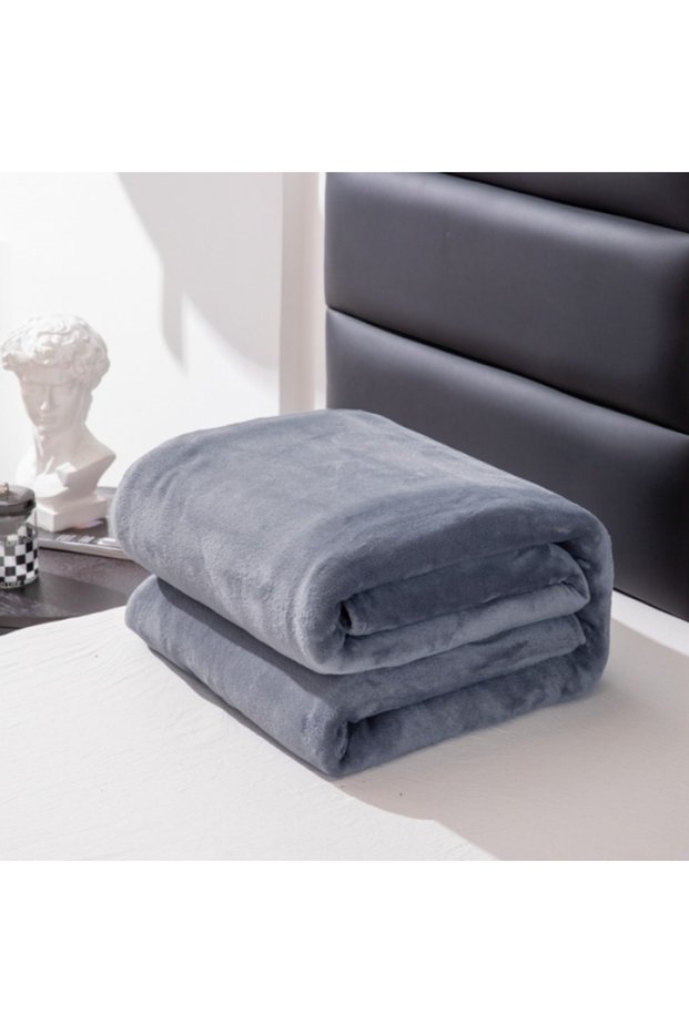 100x150cm 1pcs GRAY 2025 New Solid Color Simple Plush Blanket Multi-Functional Farley Plush Thickene