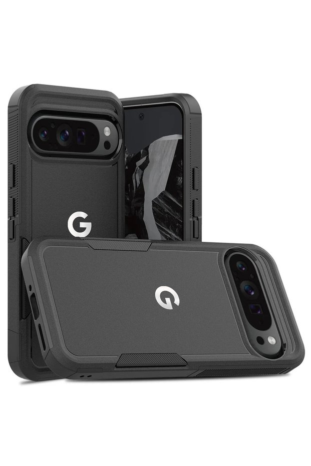Google Pixel 10 Pro XL black 2IN1 Military Grade Anti-Drop OTT Armor Phone Case For Google Pixel 10