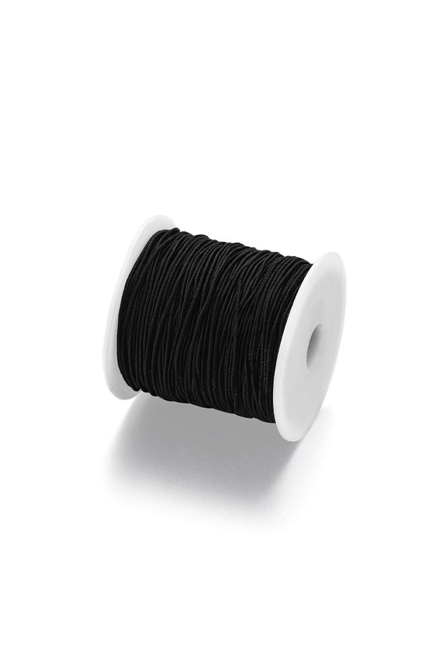 1PC BLACK 1pc 50m/164ft Rainbow Elastic Beading Cord - Stretchy, Sturdy, Vibrant Jewelry Making Stri