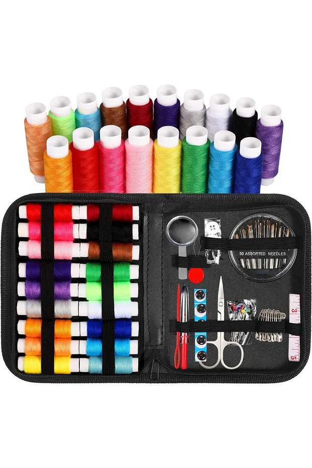 L 85-piece- black Sewing Kit Compact and Portable for Beginners and Professionals Includes Needles T