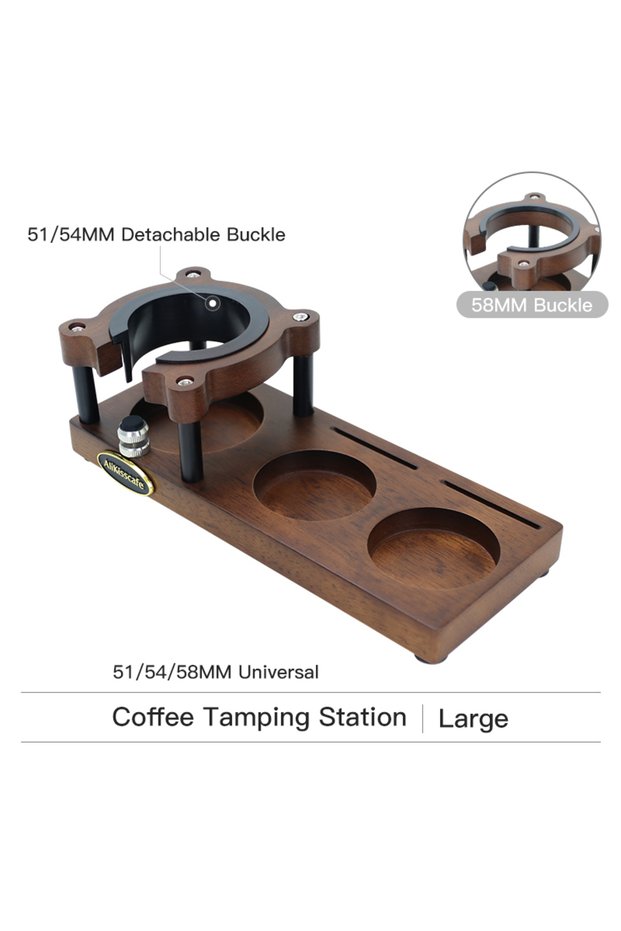 Portafilter Holder L Coffee Tamping Station Stand Portafilter Holder Mat 51MM 54MM 58MM Wood For Del