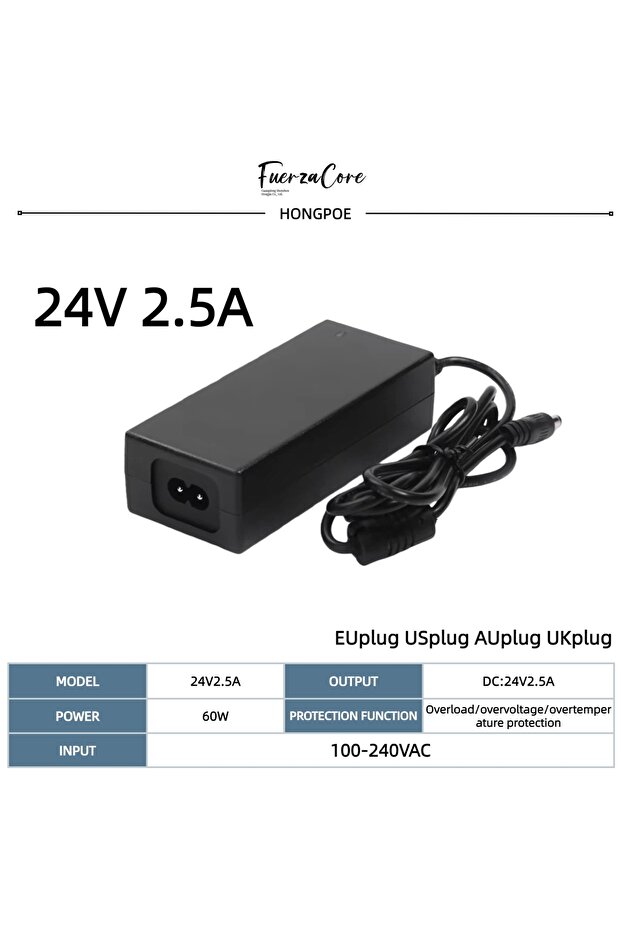 EU 24V 2.5A 48W 60W 72W 96W 120W Power Adapter Supply AC 110V/220V To DC 24V Lighting Transformer 1A