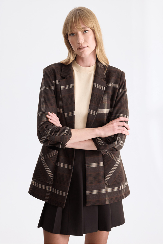 Foldable Sleeve Bag Pocket Jacket Brown