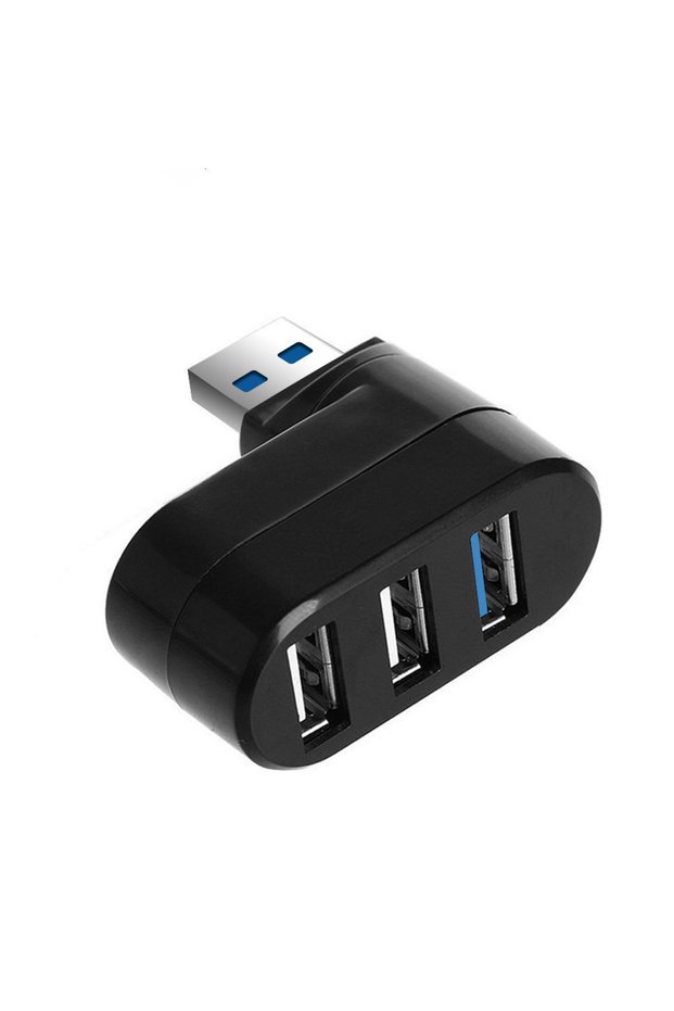 Black-HUB2.0 3 Port Multi 2.0 USB HUB Mini USB Hub High Speed Rotate Splitter Adapter For Laptop Not