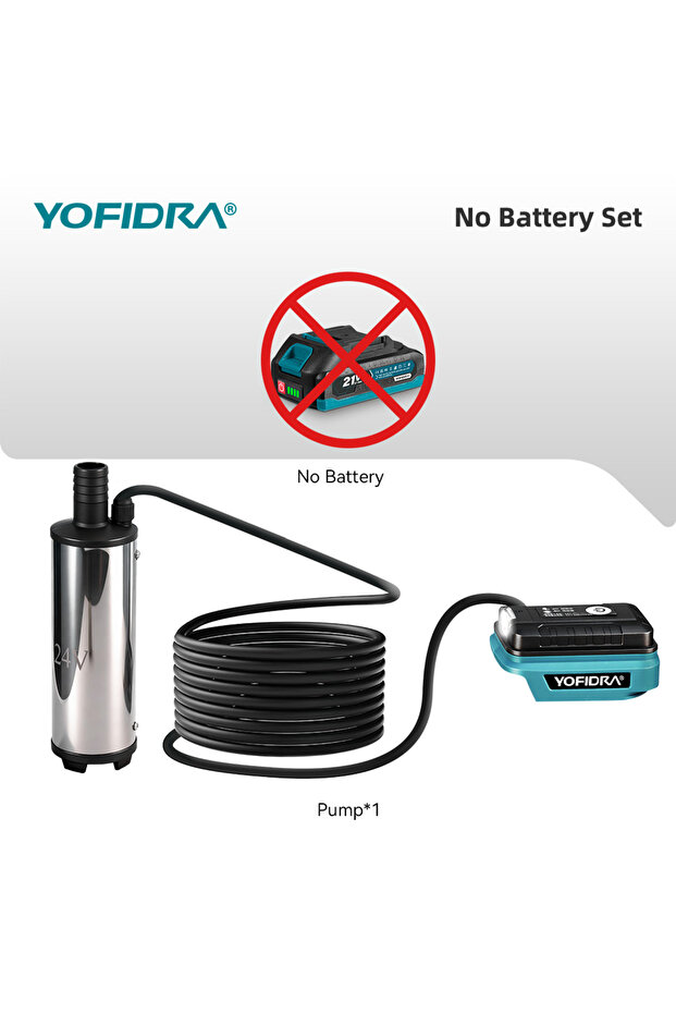 EU 0 Battery 0 Charger YOFIDRA 60W 50-80L/Min Electric Submersible Pump Cordless Mini Water Transfer