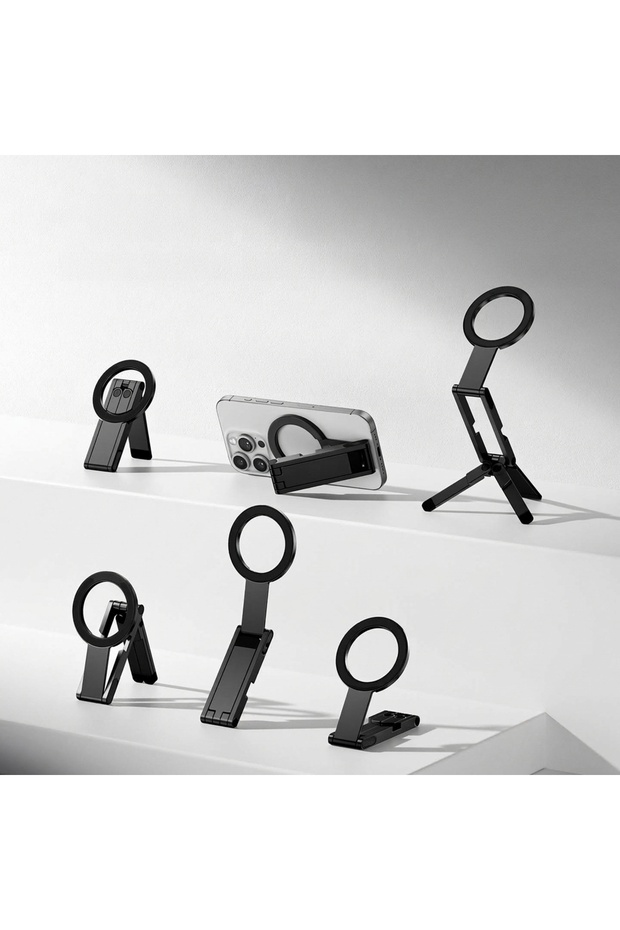 Silver Pocket Magnetic Phone Holder Multifunctional Foldable Desktop Tripod Horizontal and Vertical