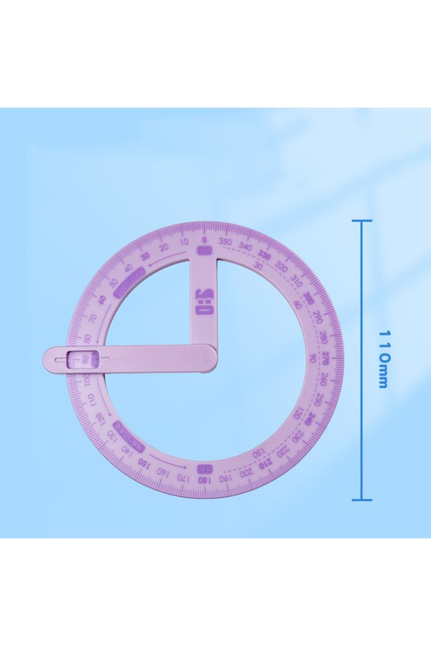 purple 360-degree Movable Angle Protractor Mathematical Angle Drawing Tool Geometric Angle Demonstra