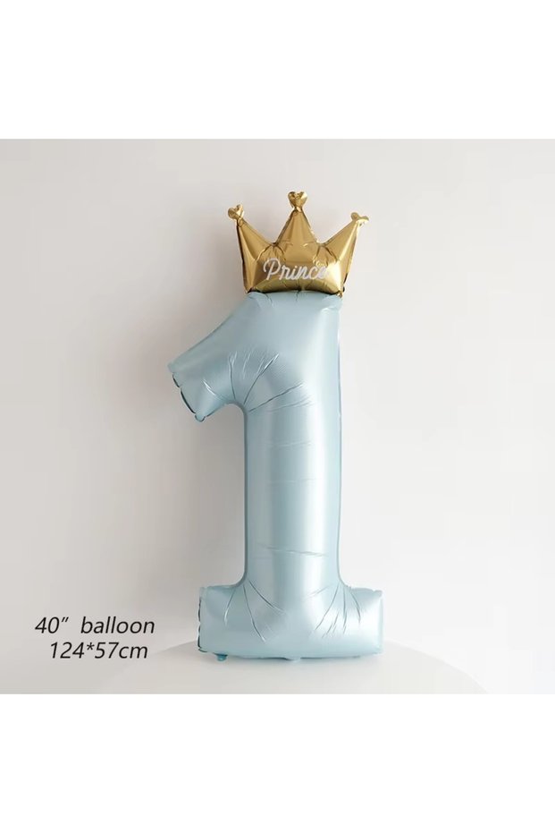 Other 1Pc Blue A1 24Pcs 1-Year-Old Crown Aluminum Foil Balloon for Boys and Girls Birthday Party, On