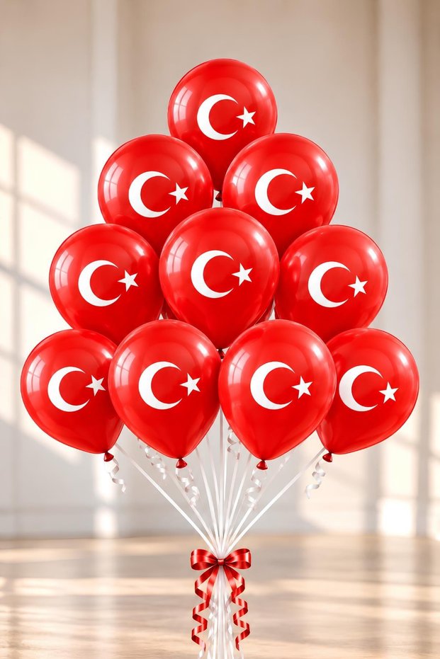 12 Inch 30 Cm Turkish Flag Printed Moon Star Red Balloon National Feast Ornament 10 Pieces