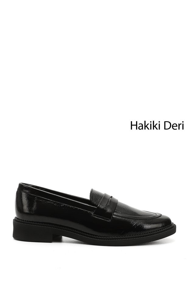 BLACK Patent Leather Genuine Leather Round Toe Loafer Women's Casual Shoes 24271