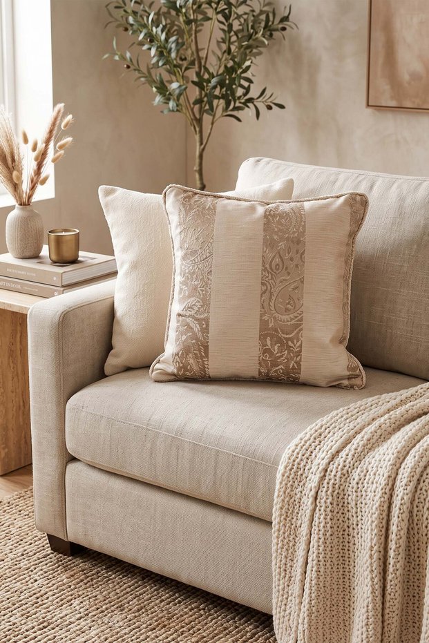 Emerald Striped Classic Chenille Corded Throw Pillow Cover 43X43Cm