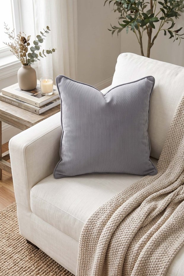 Thin Corduroy Throw Pillow Cover in Pastel Colors – Luxurious and Elegant Touch