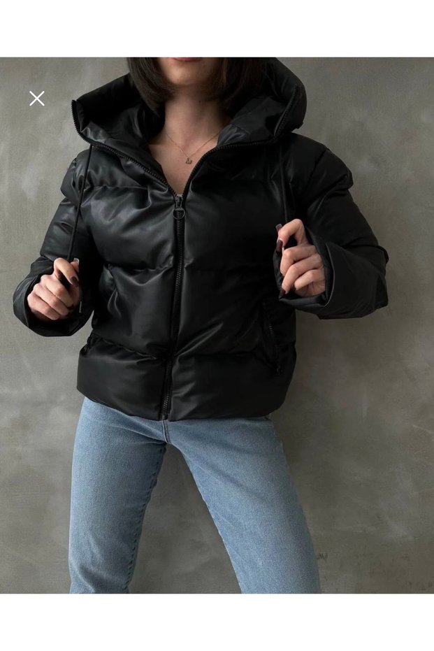 Women's Leather Puffer Coat
