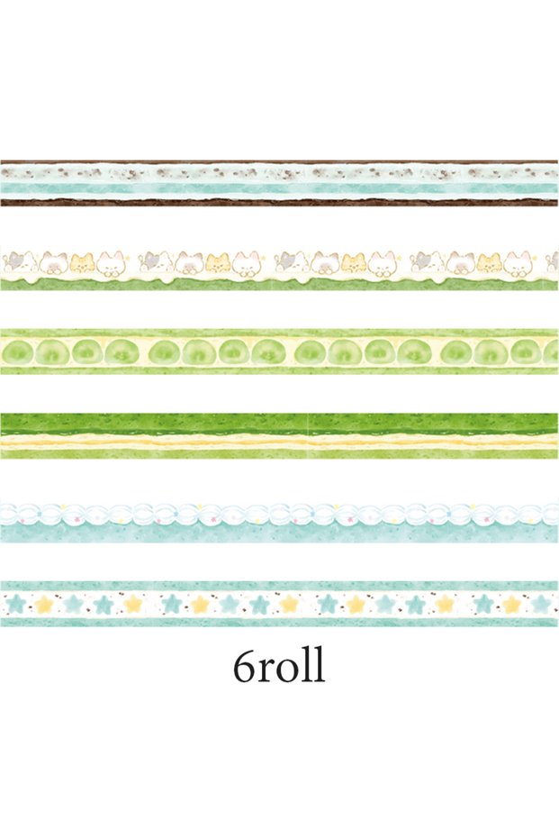 B 6Roll Cute Cartoon Food Theme Glitter Washi Tape for DIY Scrapbooking Collage Art Supplies Phone C