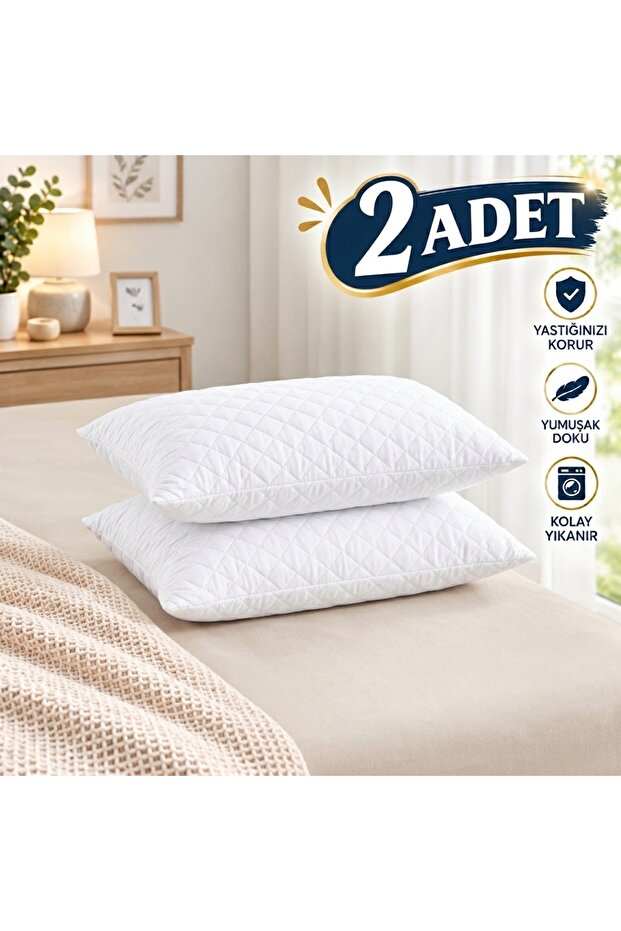 2 Pieces Quilted Patterned Interlining Zippered Pillow Protector Mattress Protector 50X70 cm