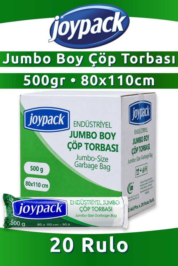 Industrial Jumbo Garbage Bag Roll Head 10 Pieces, 20 Rolls - 500Gr 80X110 cm 90 Lt