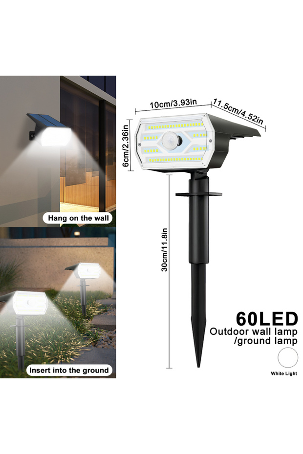 1pc 60 LED White Light Solar Spot Lights Outdoor Motion Sensor 56/60LEDS Solar Landscape Spotlights