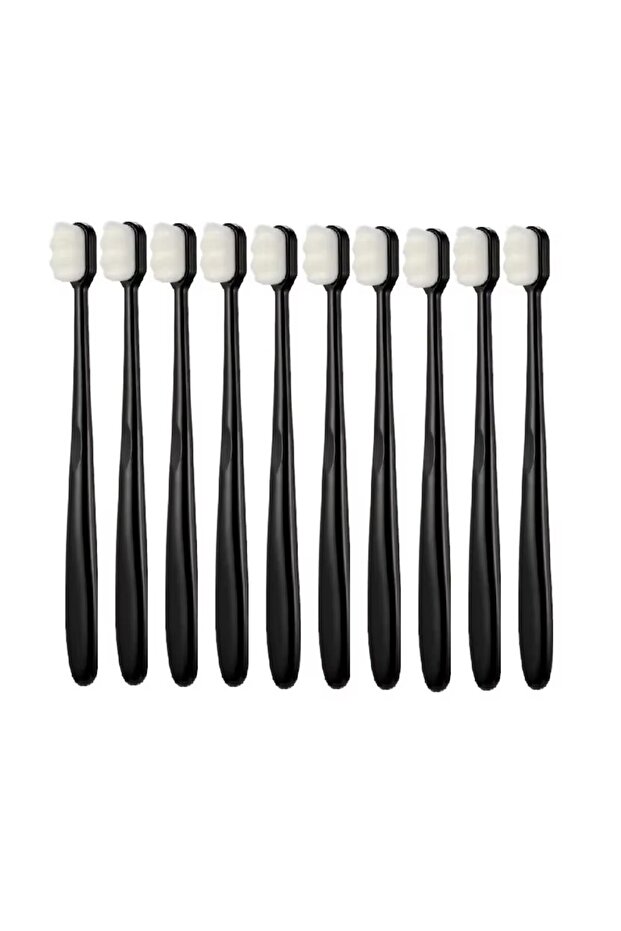 10PCS- Black Wave 5/10Pcs Ultra-fine Soft Toothbrush Million Nano Bristle Adult Tooth Brush Deep Cle