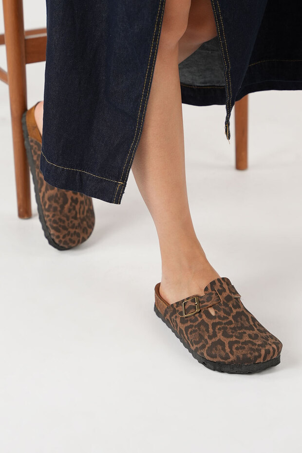 Leopard Cork Sole Girls' Boston Daily Sabo 59463 Daily Slippers