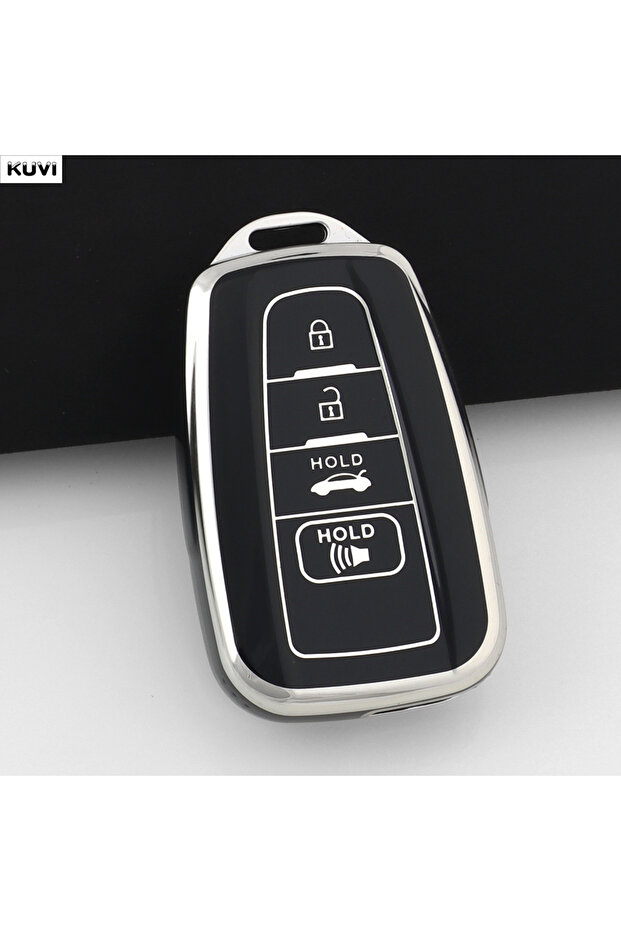 Black 4 Buttons TPU Car Smart Key Case Cover Shell Fob For Toyota CHR Camry Corolla RAV4 Highlander