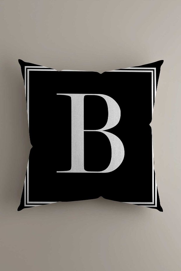 Lettered Throw Pillow Pillow Case - Letter B - 43x43 Cm