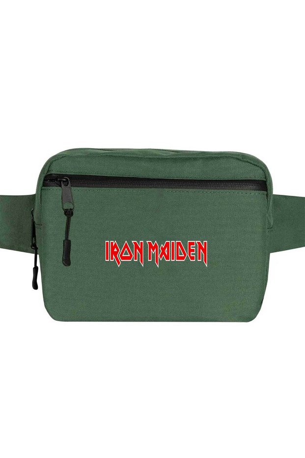 Iron Maiden Red Text Waist Bag Green Color
